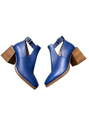 Free People Blue Leather Ankle Boots Size 37